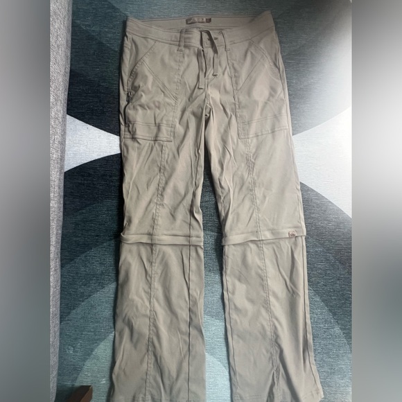 Prana Women Convertible Outdoors Khaki Hiking Pants size 8, 9” rise gorpcore - Picture 2 of 11